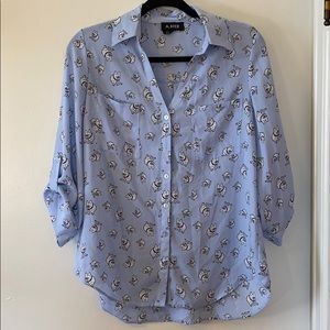 French bulldog button-up shirt